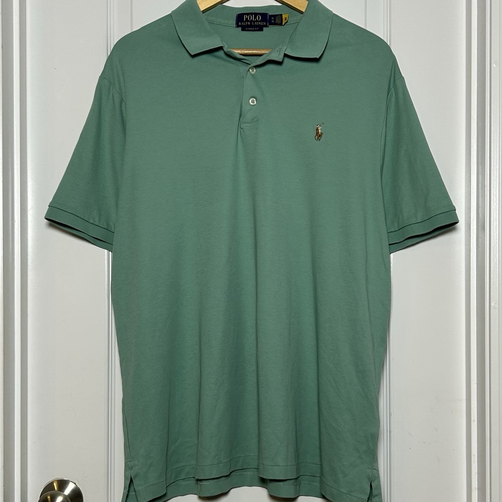 Polo Ralph Lauren 100% Cotton Green Classic Fit Embroidered Pony Logo Polo Shirt
